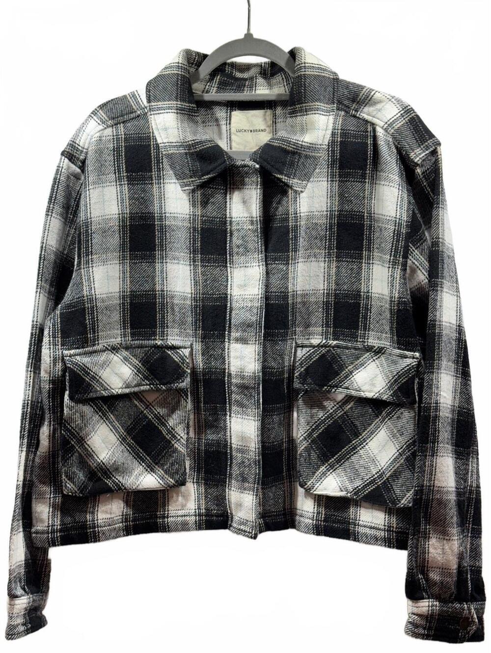 Lucky Brand Black & White Plaid Shacket XL